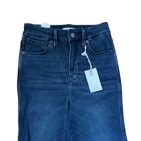 GOOD AMERICAN GOOD CURVE CURTAIN HEM SKINNY JEANS BLUE859 NWT Size 0 - Picture 3 of 8